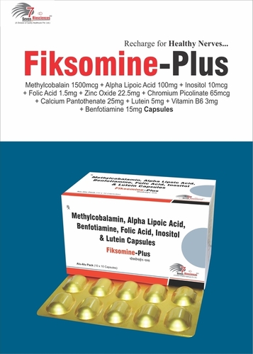 Mecobalamin 1500 mcg +Alpha Lipoic acid USP 100mg +Inositol 10mcg+ Folic Acid 1.5mg+Chromium 65 mcg+Calcium Pantothenate 25mg+Lutein 5mg +Vitamin B6 3mg+Benfotiamine 15 mg +Zinc 22.5mg