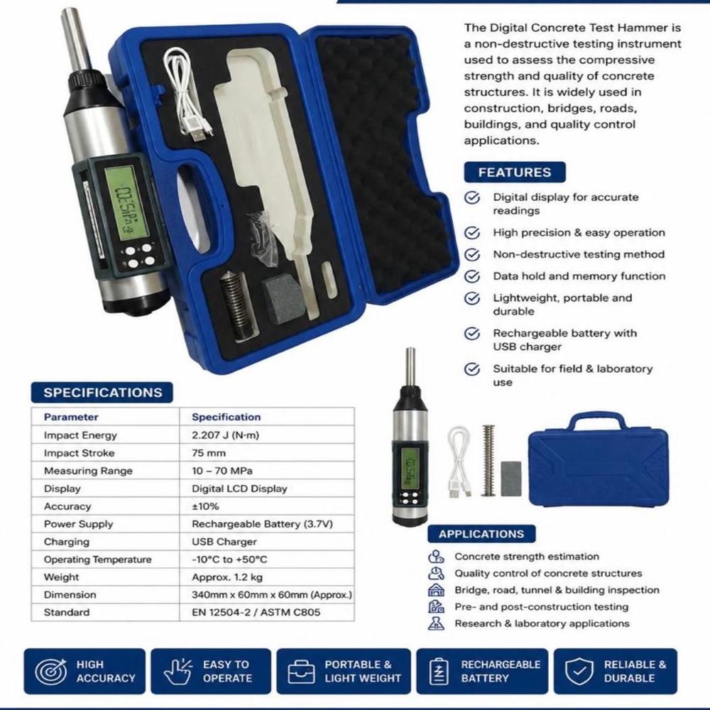 Digital Rebound Hammer - Application: Construction / Higway