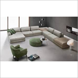 Designer Sofa Set - Fabric & Leather, Light Brown Color | Durable & Easy to Clean Indoor Furniture
