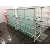 Free Stand Glass Gondola Shelving Rack