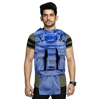 Bullet Proof Jacket - Nylon, Large Size, Blue Color | Adjustable Straps, Uv Protected, 5 Ammunition Pockets, Durable, Sleeveless, Non Reflective