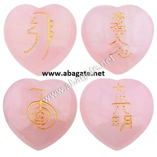 Rose Quartz Pub Heart Usui Reiki Set