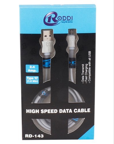 Type C Charging Cable - Copper Conductor, 1.2 Meter Length , White PVC Jacket, 2.4 Amp Low Voltage
