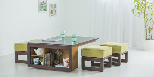 Wooden Center Table with stool Satiny