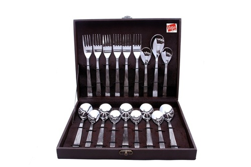 Silver Shapes Alpine Spoons And Fork With Gift Box 18 Pcs