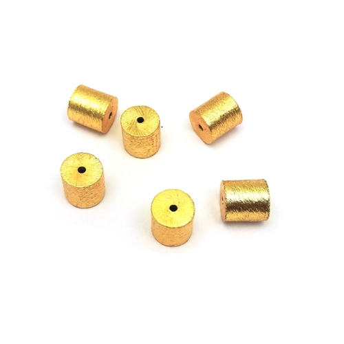 Brushed Gold Plated Drum Shape Bead