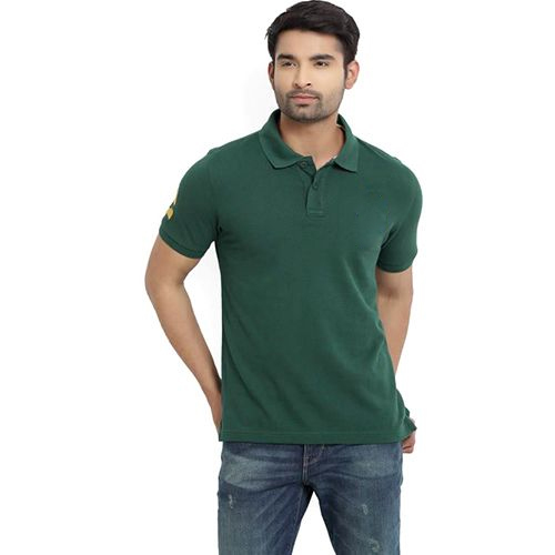Mens Fancy T-Shirt - Cotton, S-XXL, Green | Polo Collar, Soft Fabric, Stylish Design, Comfortable Fit, Durable Material, Easy Care