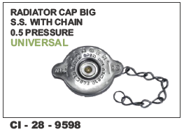 Radiator Cap Big SS with Chain 0.5 Pressure Universal - Stainless Steel Universal Fit for 4 Wheeler Vehicles | Warranty Included