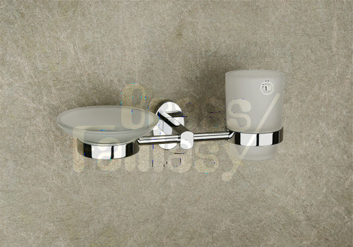 Brass Glass Soap Dish And Tumbler Holder