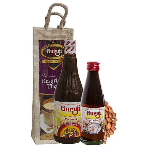 Premium Kesaria Thandai Fruit Syrup Packaging: Glass Bottle