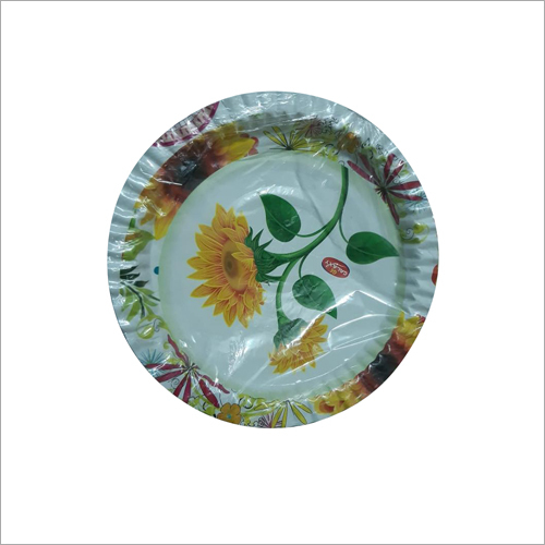 12 inch Printed Paper Plate - Paper, 12 Inch, White | Eco-Friendly, Moisture Resistant, Lightweight, Customizable, Sunflower Print