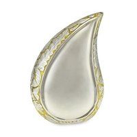 Teardrop Bright Silver Brass Metal Cremation Urn