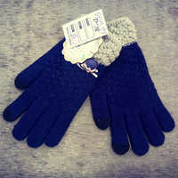 Ladies Blue Woolen Gloves - Woolen Material, Multi-color Options | Washable Household Gloves For Daily Life Usage