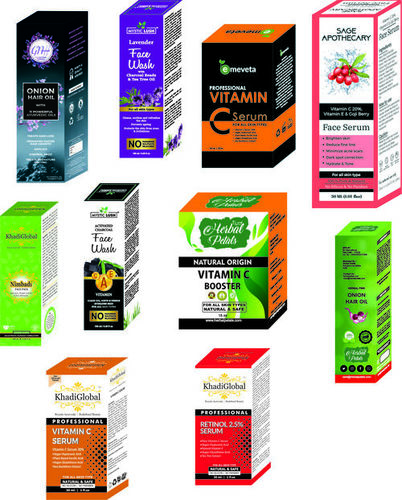 Cosmetics Packaging Box - Paper Material, Rectangular Shape, Multi-Color Design | Glossy Lamination Finish, Ideal for Household Use