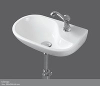 Porcelain Sink - 400x300x150 Mm | White, Wall Mounted, 8 Kg Weight, Standard Drain Type, 1-year Warranty For Bathroom Handwashing