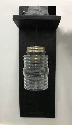 Black Wood & Clear Glass Wooden Wall Light