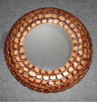 Round Metal Stripe Glass Mirror