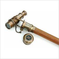 Stempunk Walking Cane Brass Antique Stick Folding Telescope Wooden Nautical Gift