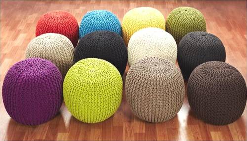 Majestic Knitted Round Pouf Application: Sea