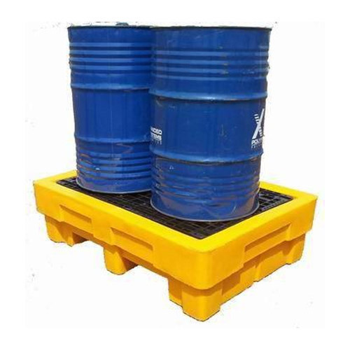 Yellow 2 Drum Spill Containment Pallets, Dimension/size: L1390x W990x H380mm Yellow 2 Drum Spill Containment Pallets, Dimension/size: L1390x W990x H380mm