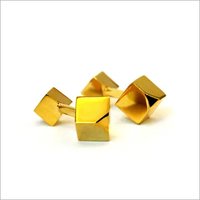 Golden solid metal cufflinks