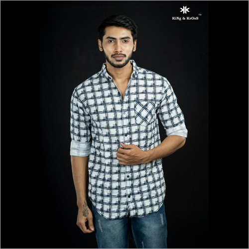 Mens Checked Casual Shirt - Cotton Blend, Size M, L, S, XL | Full Sleeves Design, Versatile for Rainy and Spring Seasons, Machine Washable
