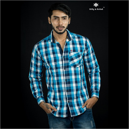 Slim Fit Cotton Checked Shirt - Cotton, Size: S, M, L, XL, Full Sleeves, Check Style | Washable, Suitable for Rainy, Spring, Summer, and Winter Seasons