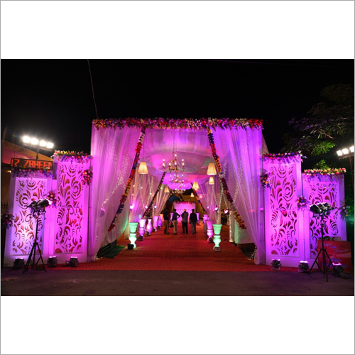 Wedding Entrance Decorations Arrangements Services - Fabric, Variable Dimensions, LED Lighting | Elegant Design, Customizable Themes, Professional Setup