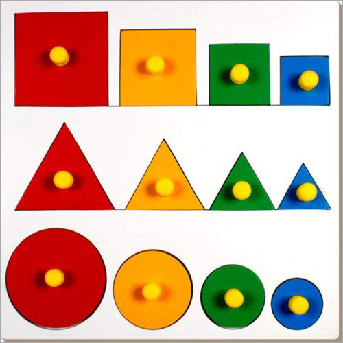 Kids Seriation Concrete Theory Game Board - Wood, 25x25cm, Red | Shape Sorting, Size Ordering, Cognitive Skills, Hands-on Fun