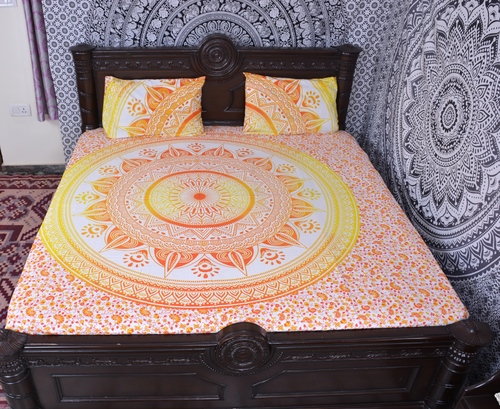 Printed Cream Trishul Mandala Duvet Cover - Feature: Washable