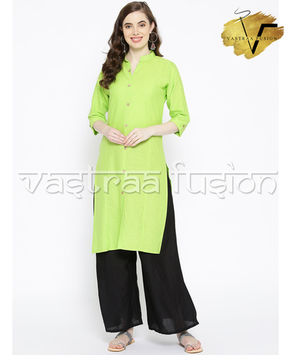 Multi Color Cotton Button Pattern Ladies Kurti