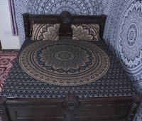 Indian Mandala Blue Flower Cotton Duvet Cover