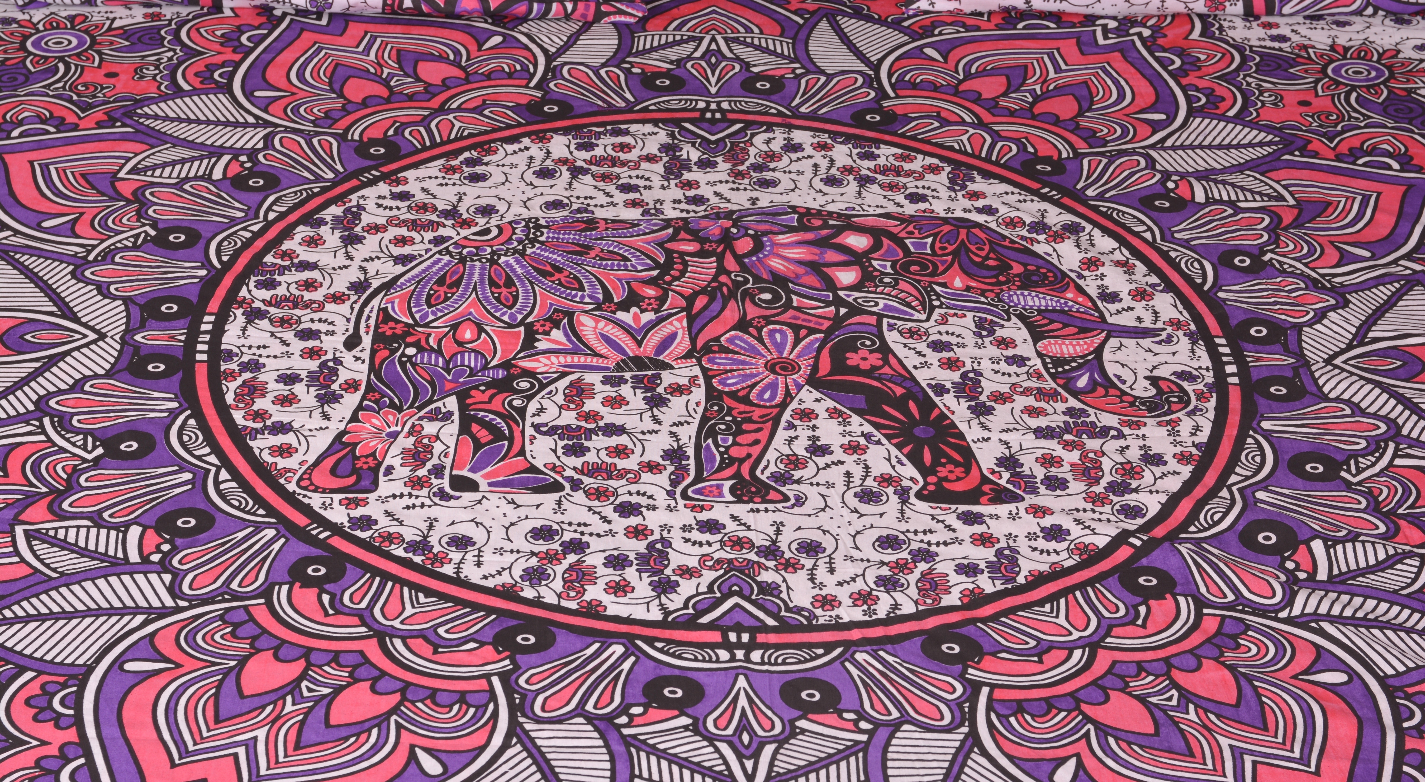 Indian Mandala Elephant Cotton Duvet Cover