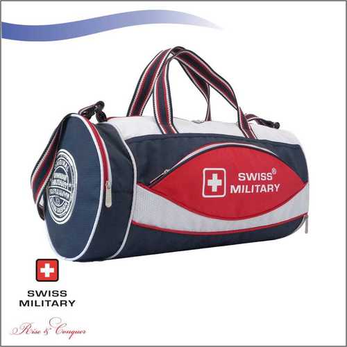Swiss Military Multi-Utility Cylindrical Sports Bag With Shoe Pocket in Bottom 39L Blue White Red (OC2 By NEWGENN INDIA