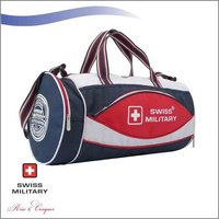 Swiss Military Multi Utility Cylindrical Sports Bag With Shoe Pocket in Bottom 39L Blue White Red (OC2)
