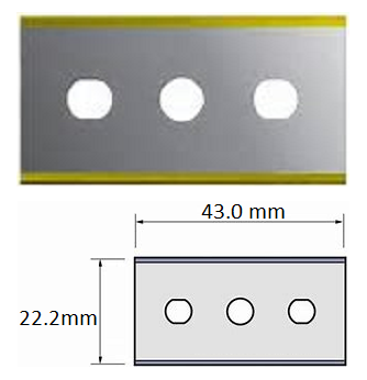 3hole TiN Blades - Stainless Steel 43mm x 22mm x 0.10mm / 0.15mm / 0.20mm / 0.30mm Silver Rectangular Shape Coated with TiN