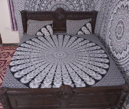 Indian Mandala Slate Round Cotton Duvet Cover