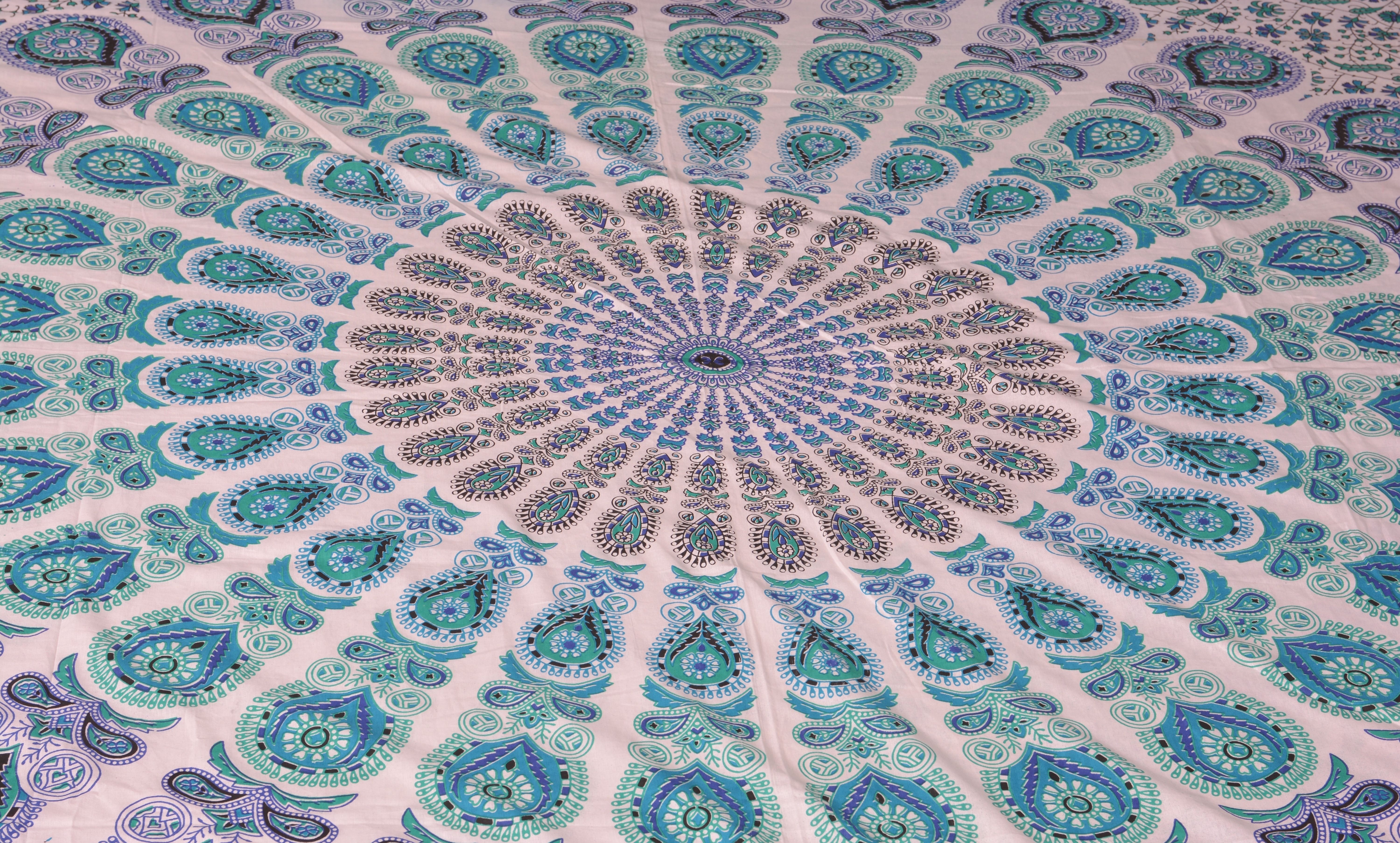 Indian Mandala Round Green Cotton Duvet Cover