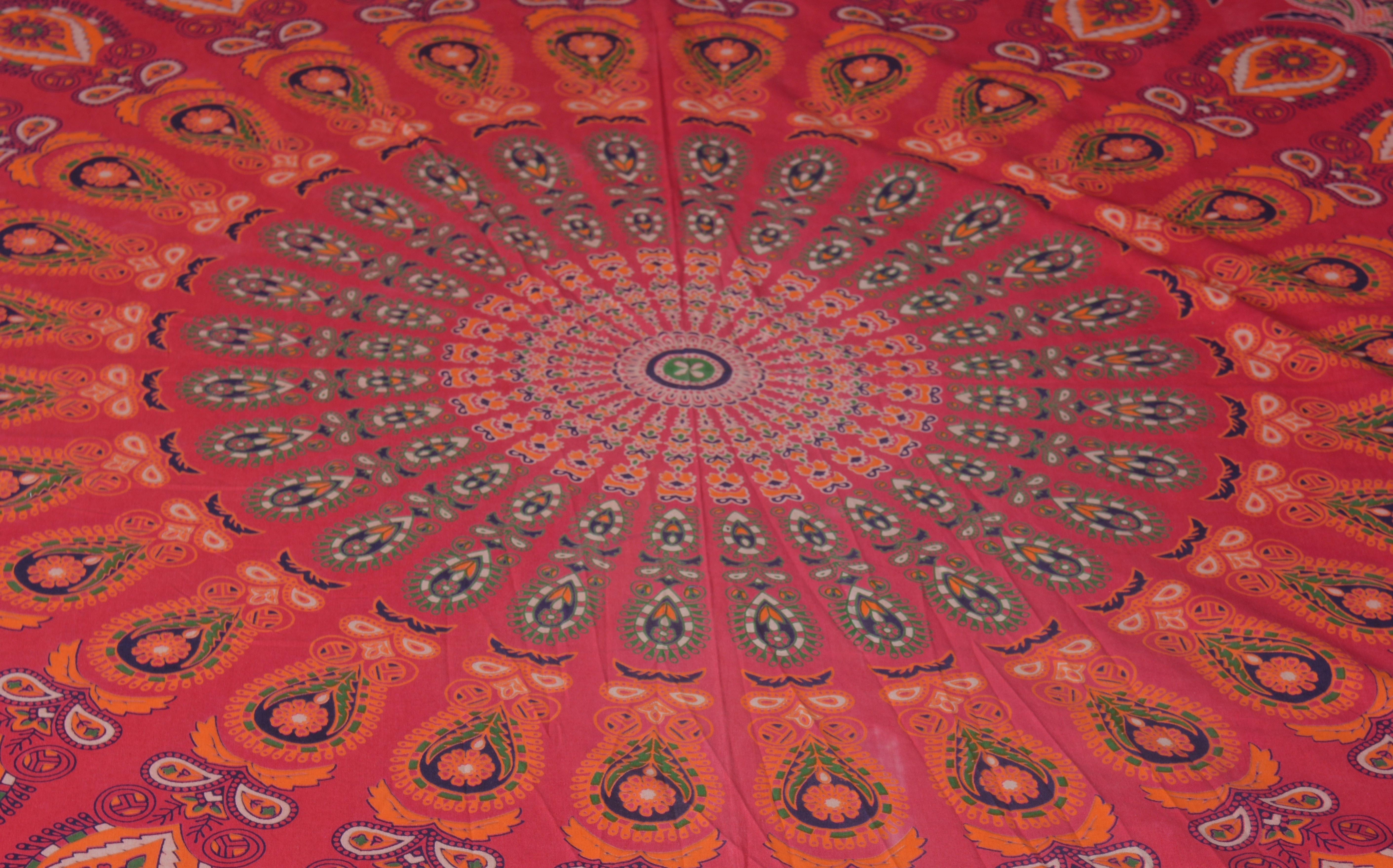 Indian Mandala Cotton Red Round Duvet Cover