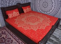Indian Mandala Cotton Red Flowers Duvet Cover