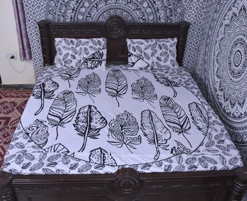 Indian Mandala Cotton White Leaves Duvet Cover