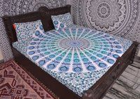 Indian Mandala Cotton blue bold round Duvet Cover