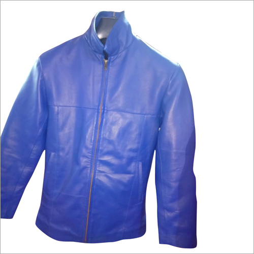 Mens Leather Blue Jacket