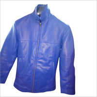 Mens Leather Blue Jacket
