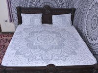 Indian Mandala White Flower Cotton Duvet Cover