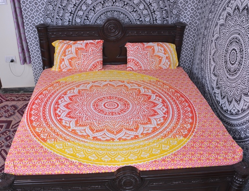 Indian Mandala Red Circle Cotton Duvet Cover