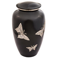 Gold Engraved Butterfly Brass Cremation Urn