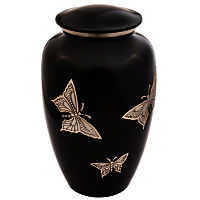 Gold Engraved Butterfly Brass Cremation Urn