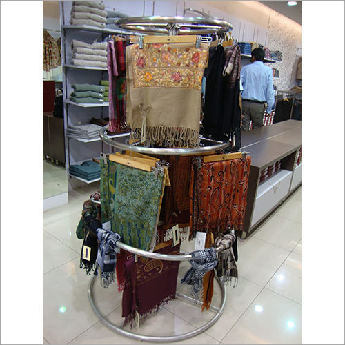 Easy To Install 3 Tier Round Spinner Clothing Display Rack