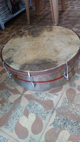 Nagada Drum - Stainless Steel & Galvanized Sheet 12"-24" Diameter Non-Electric Instrument for Professional Singing